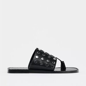zara genuine leather studded sandals
